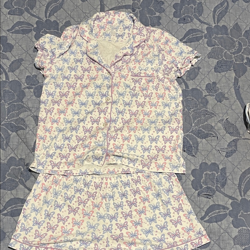 Roller Rabbit White and Purple Butterfly Pajama Set